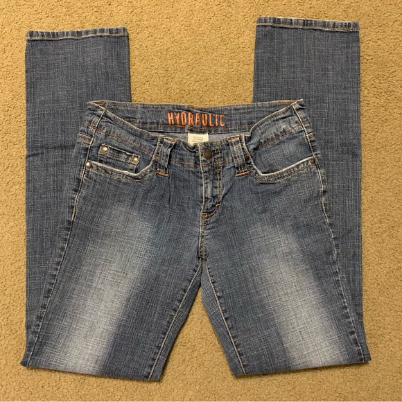 Women’s Hydraulic straight leg blue denim jeans tagged size 7/8 fits like a 5 - Picture 12 of 13